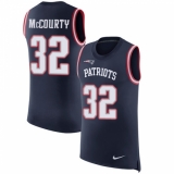 Men's Nike New England Patriots #32 Devin McCourty Limited Navy Blue Rush Player Name & Number Tank Top NFL Jersey