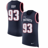 Men's Nike New England Patriots #93 Lawrence Guy Limited Navy Blue Rush Player Name & Number Tank Top NFL Jersey