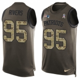 Men's Nike New England Patriots #95 Derek Rivers Limited Green Salute to Service Tank Top NFL Jersey