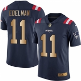Men's Nike New England Patriots #11 Julian Edelman Limited Navy/Gold Rush NFL Jersey