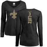 NFL Women's Nike New Orleans Saints #3 Will Lutz Black Backer Slim Fit Long Sleeve T-Shirt