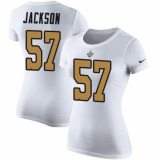 Women's Nike New Orleans Saints #57 Rickey Jackson White Rush Pride Name & Number T-Shirt