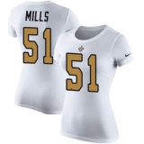 Women's Nike New Orleans Saints #51 Sam Mills White Rush Pride Name & Number T-Shirt