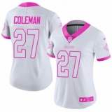 Women's Nike New Orleans Saints #27 Kurt Coleman Limited White/Pink Rush Fashion NFL Jersey