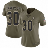 Women's Nike New Orleans Saints #30 Natrell Jamerson Limited Olive 2017 Salute to Service NFL Jersey