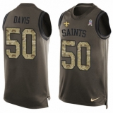 Men's Nike New Orleans Saints #50 DeMario Davis Limited Green Salute to Service Tank Top NFL Jersey