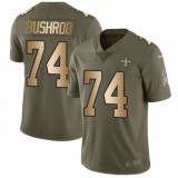 Men's Nike New Orleans Saints #74 Jermon Bushrod Limited Olive/Gold 2017 Salute to Service NFL Jersey