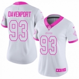 Women's Nike New Orleans Saints #93 Marcus Davenport Limited White/Pink Rush Fashion NFL Jersey