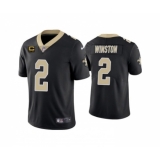 Men's New Orleans Saints 2022 #2 Jameis Winston Black With 4-star C Patch Vapor Untouchable Limited Stitched NFL Jersey