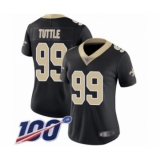 Women's New Orleans Saints #99 Shy Tuttle Black Team Color Vapor Untouchable Limited Player 100th Season Football Jersey