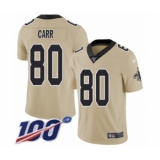 Men's New Orleans Saints #80 Austin Carr Limited Gold Inverted Legend 100th Season Football Jersey