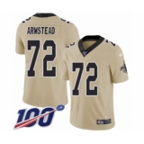 Men's New Orleans Saints #72 Terron Armstead Limited Gold Inverted Legend 100th Season Football Jersey