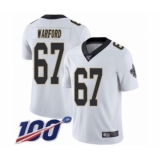 Men's New Orleans Saints #67 Larry Warford White Vapor Untouchable Limited Player 100th Season Football Jersey