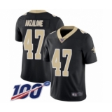 Men's New Orleans Saints #47 Alex Anzalone Black Team Color Vapor Untouchable Limited Player 100th Season Football Jersey