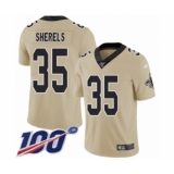 Men's New Orleans Saints #35 Marcus Sherels Limited Gold Inverted Legend 100th Season Football Jersey