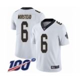Men's New Orleans Saints #6 Thomas Morstead White Vapor Untouchable Limited Player 100th Season Football Jersey