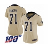 Women's New Orleans Saints #71 Ryan Ramczyk Limited Gold Inverted Legend 100th Season Football Jersey