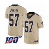 Youth New Orleans Saints #57 Rickey Jackson Limited Gold Inverted Legend 100th Season Football Jersey