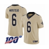 Youth New Orleans Saints #6 Thomas Morstead Limited Gold Inverted Legend 100th Season Football Jersey