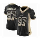 Women's New Orleans Saints #97 Mario Edwards Jr Limited Black Rush Drift Fashion Football Jersey