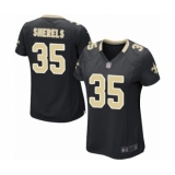 Women's New Orleans Saints #35 Marcus Sherels Game Black Team Color Football Jersey