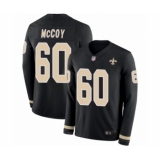 Youth New Orleans Saints #60 Erik McCoy Limited Black Therma Long Sleeve Football Jersey