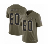 Men's New Orleans Saints #60 Erik McCoy Limited Olive 2017 Salute to Service Football Jersey