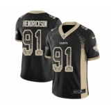 Men's Nike New Orleans Saints #91 Trey Hendrickson Limited Black Rush Drift Fashion NFL Jersey