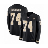 Men's Nike New Orleans Saints #74 Jermon Bushrod Limited Black Therma Long Sleeve NFL Jersey