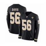 Men's Nike New Orleans Saints #56 DeMario Davis Limited Black Therma Long Sleeve NFL Jersey