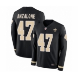 Men's Nike New Orleans Saints #47 Alex Anzalone Limited Black Therma Long Sleeve NFL Jersey
