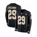 Men's Nike New Orleans Saints #29 Kurt Coleman Limited Black Therma Long Sleeve NFL Jersey