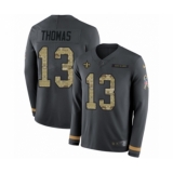 Men's Nike New Orleans Saints #13 Michael Thomas Limited Black Salute to Service Therma Long Sleeve NFL Jersey