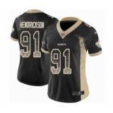 Women's Nike New Orleans Saints #91 Trey Hendrickson Limited Black Rush Drift Fashion NFL Jersey