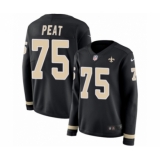 Women's Nike New Orleans Saints #75 Andrus Peat Limited Black Therma Long Sleeve NFL Jersey