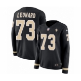 Women's Nike New Orleans Saints #73 Rick Leonard Limited Black Therma Long Sleeve NFL Jersey