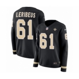 Women's Nike New Orleans Saints #61 Josh LeRibeus Limited Black Therma Long Sleeve NFL Jersey