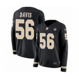 Women's Nike New Orleans Saints #56 DeMario Davis Limited Black Therma Long Sleeve NFL Jersey