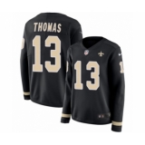 Women's Nike New Orleans Saints #13 Michael Thomas Limited Black Therma Long Sleeve NFL Jersey