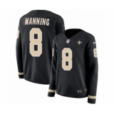 Women's Nike New Orleans Saints #8 Archie Manning Limited Black Therma Long Sleeve NFL Jersey