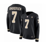 Women's Nike New Orleans Saints #7 Morten Andersen Limited Black Therma Long Sleeve NFL Jersey