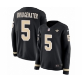 Women's Nike New Orleans Saints #5 Teddy Bridgewater Limited Black Therma Long Sleeve NFL Jersey