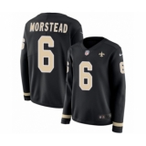 Women's Nike New Orleans Saints #6 Thomas Morstead Limited Black Therma Long Sleeve NFL Jersey