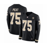 Youth Nike New Orleans Saints #75 Andrus Peat Limited Black Therma Long Sleeve NFL Jersey