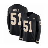 Youth Nike New Orleans Saints #51 Sam Mills Limited Black Therma Long Sleeve NFL Jersey