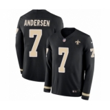 Youth Nike New Orleans Saints #7 Morten Andersen Limited Black Therma Long Sleeve NFL Jersey