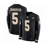 Youth Nike New Orleans Saints #5 Teddy Bridgewater Limited Black Therma Long Sleeve NFL Jersey