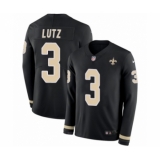 Youth Nike New Orleans Saints #3 Wil Lutz Limited Black Therma Long Sleeve NFL Jersey