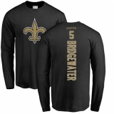 NFL Nike New Orleans Saints #5 Teddy Bridgewater Black Backer Long Sleeve T-Shirt
