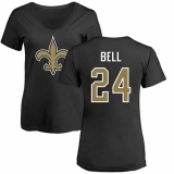 NFL Women's Nike New Orleans Saints #24 Vonn Bell Black Name & Number Logo Slim Fit T-Shirt